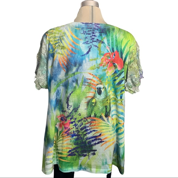 Essentials Green Printed Short Sleeves Size 22 - Picture 8 of 9